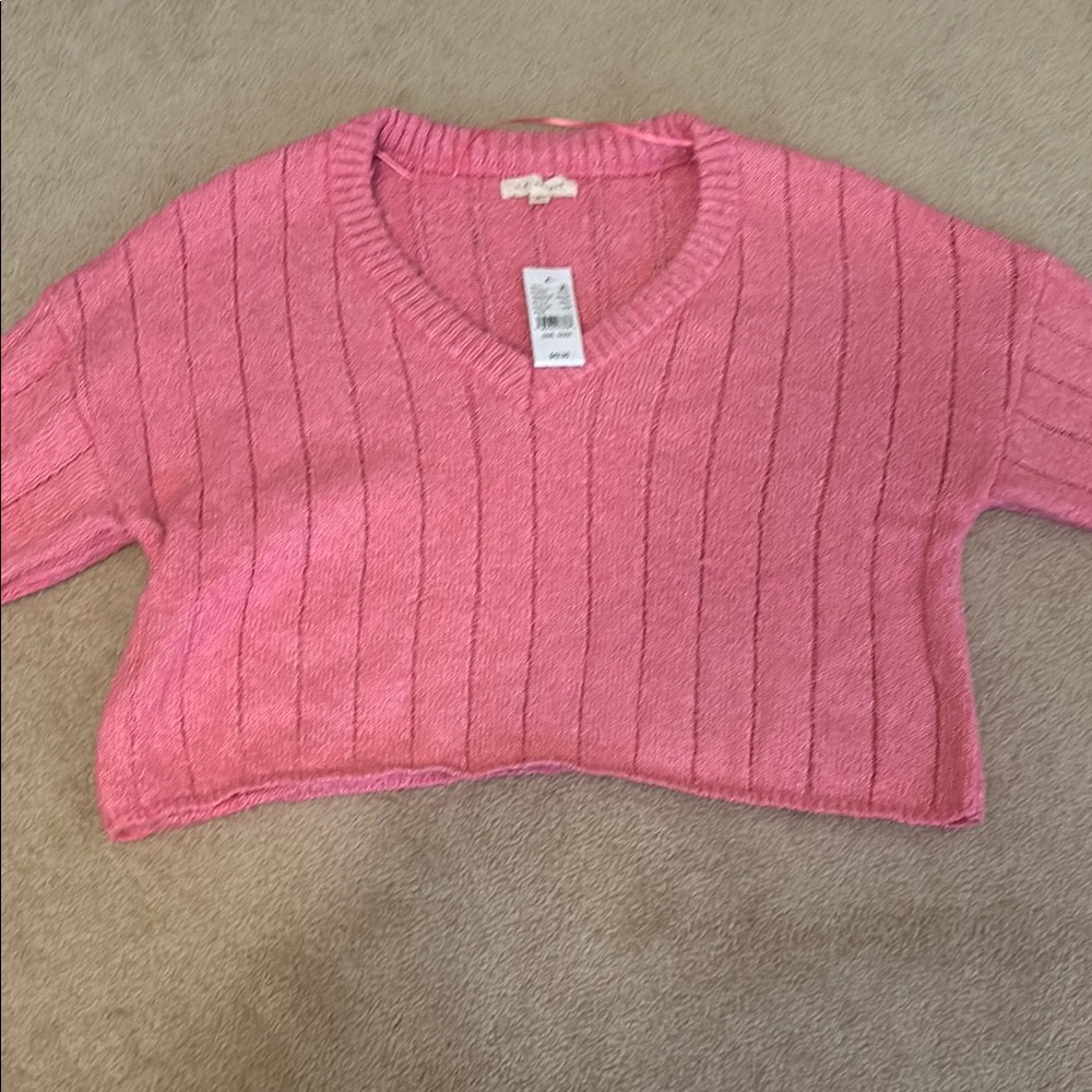 Pink V-Neck Women's Sweater